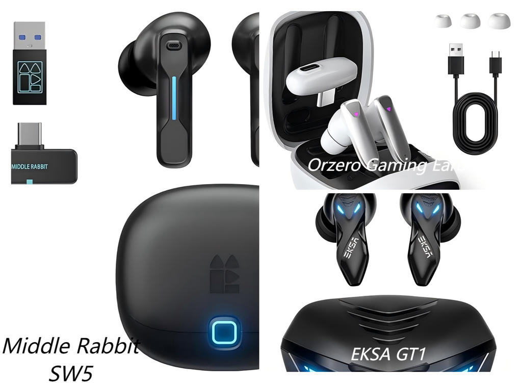 Gaming Earbuds Comparison: Middle Rabbit SW5 vs. EKSA GT1 vs. Orzero Gaming Earbuds