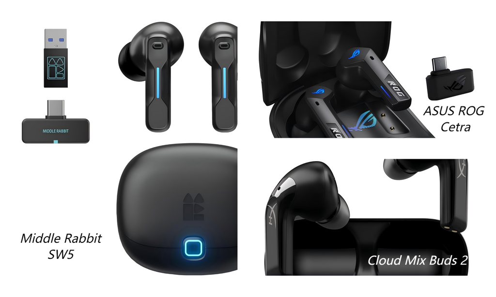 Round 4 Gaming Earbuds Comparison: Middle Rabbit SW5 vs. ASUS ROG Cetra vs. Cloud Mix Buds 2