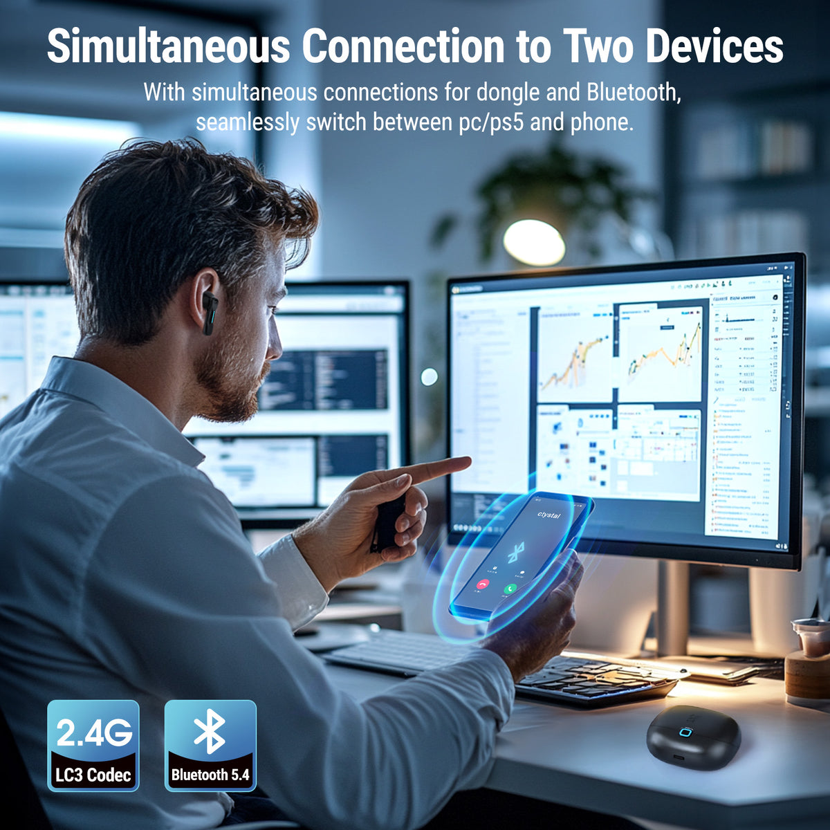 Middle Rabbit SW5 2.4G Wireless Gaming Earbuds with Mic, 20ms Low ...