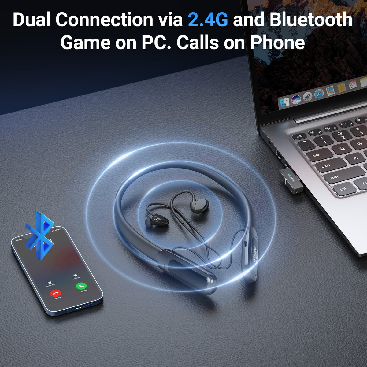 Dongle Rabbit Rampage 2 Neckband Gaming Earbuds with Dongle | Middle Rabbit