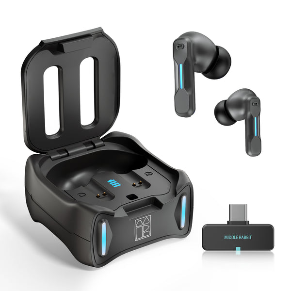 Middle Rabbit Earbuds 2.4G Dongle & BT High-Quality Audio Experie