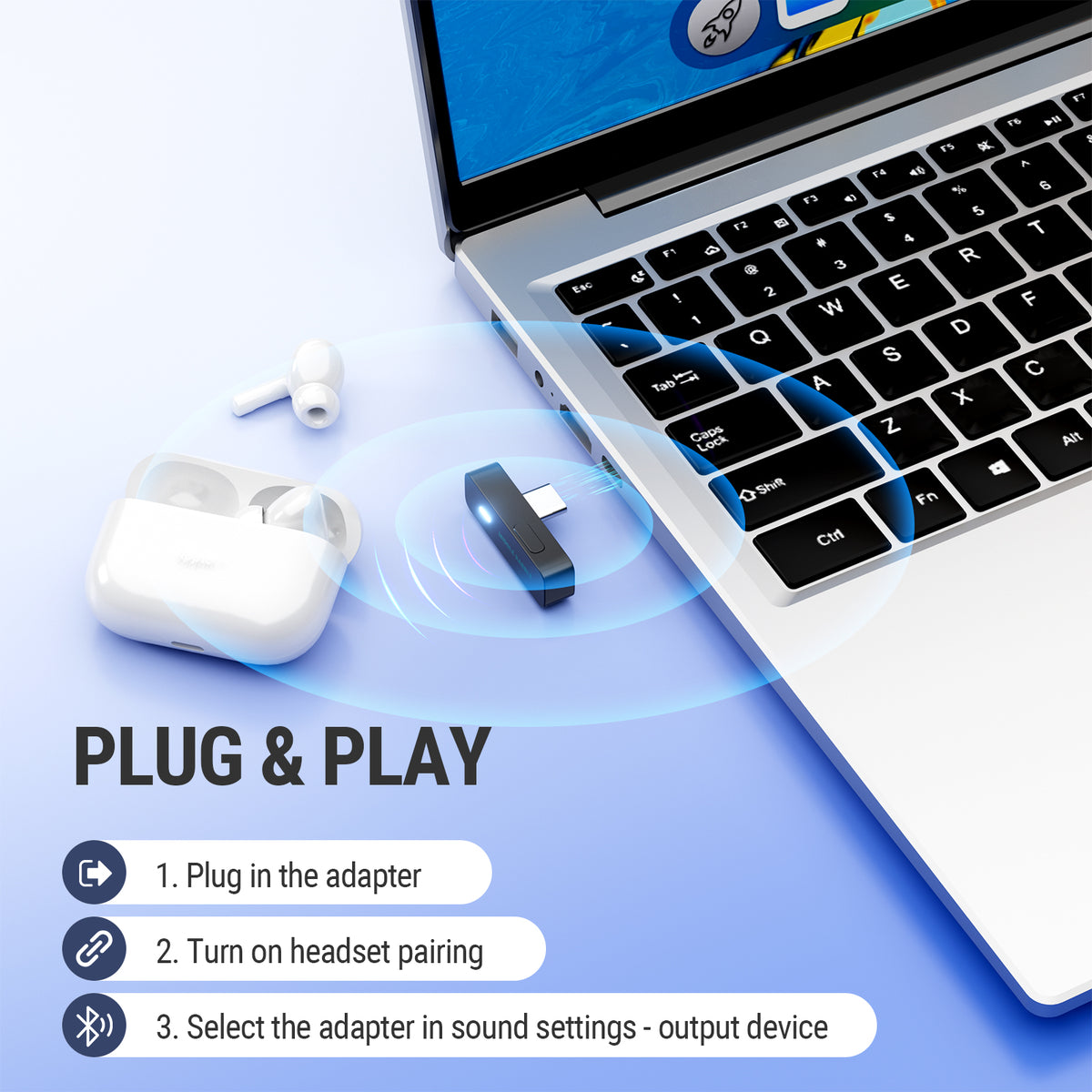 D1 USB-C Bluetooth Adapter for PS5 & AirPods | Middle Rabbit