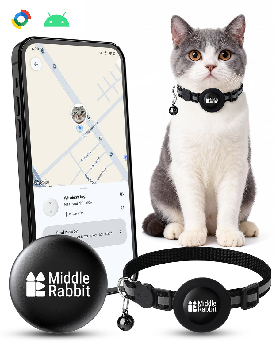 Middle Rabbit Android Cat Tracker Tag with Collar