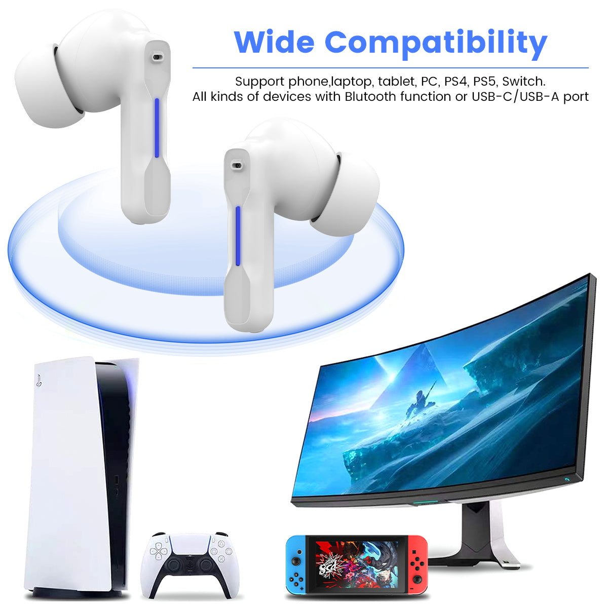 Middle Rabbit SW4 Kabellose Gaming-Ohrhörer für PC, PS4, PS5, Switch Middle Rabbit SW4 Kabellose Gaming-Ohrhörer für PC, PS4, PS5, Switch