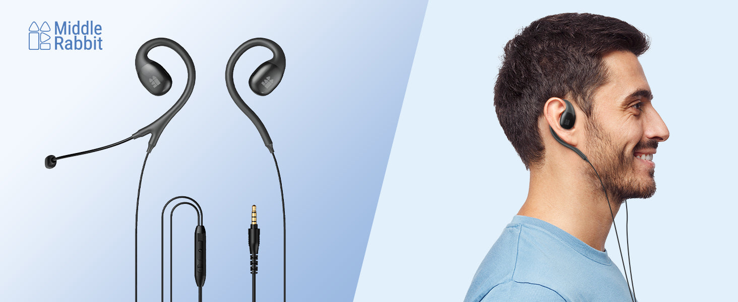 S6 wired open-ear earbuds with boom microphone